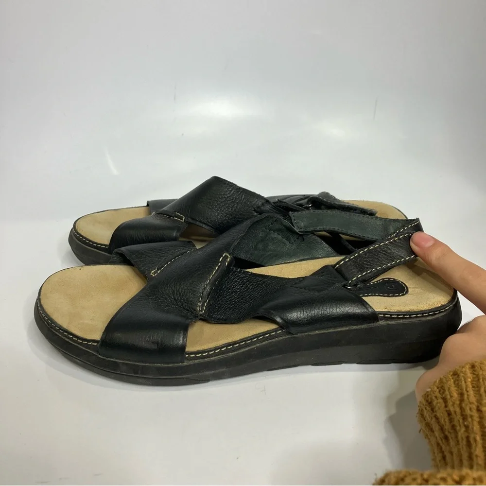 Rockport‎ black leather cross cross sandals adjustable back strap women’s size 7